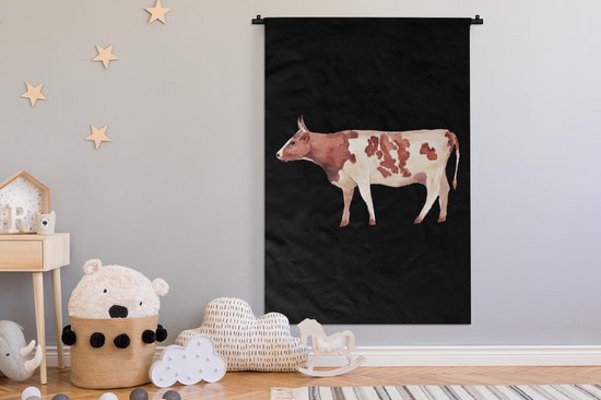 Tapisserie - Tapisserie - Vache - dessin - Marron - 120x180 cm - Tapisserie