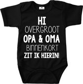 Rompertje baby met tekst-hi overgroot oma en opa binnenkort zit ik hierin-bekendmaking zwangerschap overgroot ouders-Maat 62