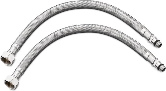 Navaris 2x flexibele slang voor kranen - 3/8 inch M10 aansluiting - Lengte  30 cm -... | bol.com