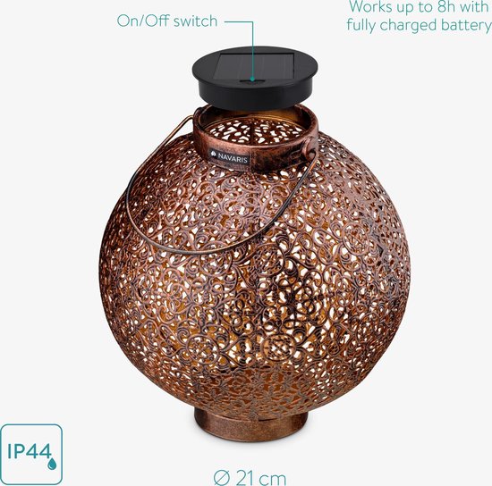 Navaris tuinverlichting lotus - LED solar lamp - Buitenverlichting met sensor - Lamp op zonne-energie - Voor tuin en balkon - 27 x 11,5 cm - Goud/ Koper Navaris tuinverlichting lotus - LED solar lamp - Buitenverlichting met sensor - Lamp op zonne-energie - Voor tuin en balkon - 27 x 11,5 cm - Goud/ Koper