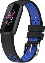 Siliconen Smartwatch bandje - Geschikt voor  Fitbit Luxe sport band - zwart/blauw - Strap-it Horlogeband / Polsband / Armband