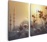 Artaza - Diptyque Peinture Sur Toile - Mosquée Suleymaniye à Istanbul - 80x60 - Photo Sur Toile - Impression Sur Toile