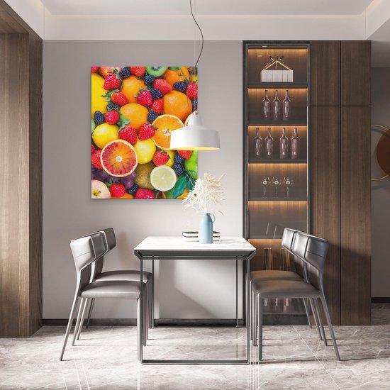 Artaza - Canvas Schilderij - Kleurrijke Fruit Achtergrond - 80x100 - Groot - Foto Op Canvas - Canvas Print