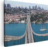 Artaza Canvas Schilderij Istanbul Bosporus Brug Vanaf Boven - 80x60 - Foto Op Canvas - Canvas Print
