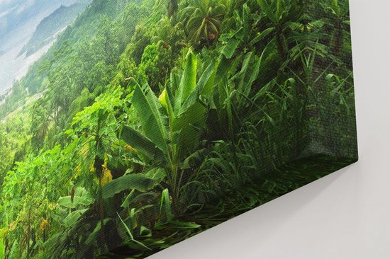 Artaza Canvas Schilderij Jungle - 90x30 cm - Wanddecoratie Zeezicht - Muurdecoratie Tropisch Landschap - Schilderijen Op Canvas Bergen