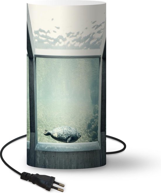 Lampe Aquarium - Pêche dans un aquarium - 33 cm de haut - Ø16 cm - Avec  lampe LED 