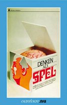 Boek met de titel "Denken als spel". De voorkant toont een doos met de opdruk van een gezicht en een brein.