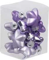 12x Sterretjes kersthangers/kerstballen amethyst paars van glas - 4 cm - mat/glans - Kerstboomversiering