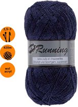 New Running donker blauw (333) - dunne sokkenwol - scheerwol en polyamide - pendikte 2,5 a 3mm - 1 bol van 100 gram