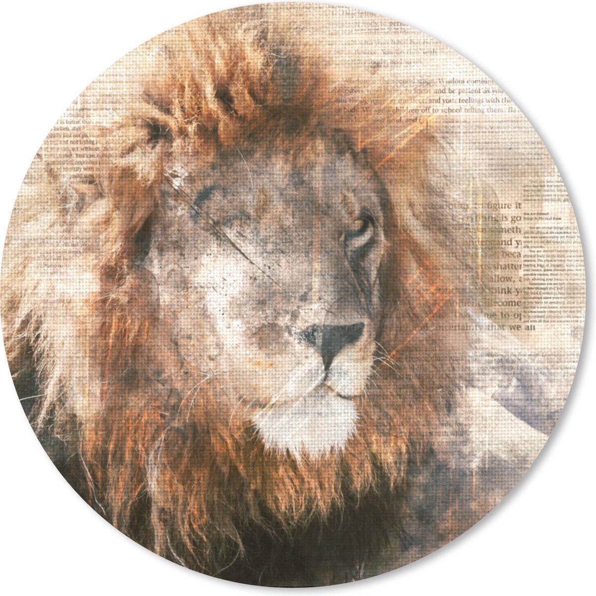 Muismat rond 50x50 cm - Mousepad Leeuw - Krant - Kleuren - Ronde muismatten