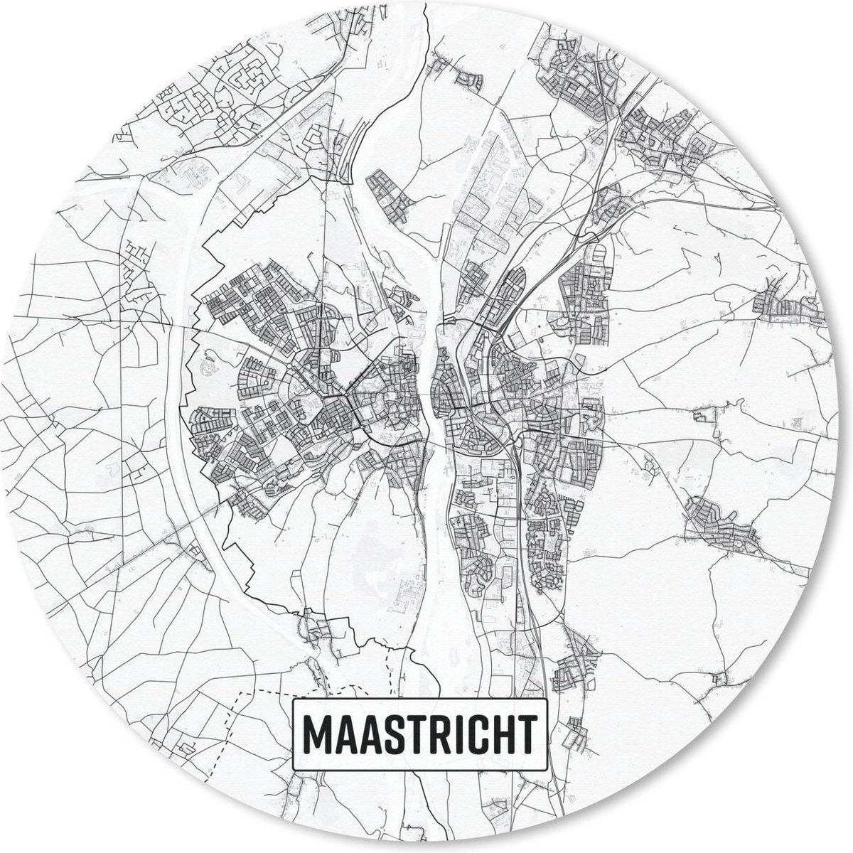 Muismat rond 50x50 cm - Mousepad Stadskaart Maastricht - Ronde muismatten