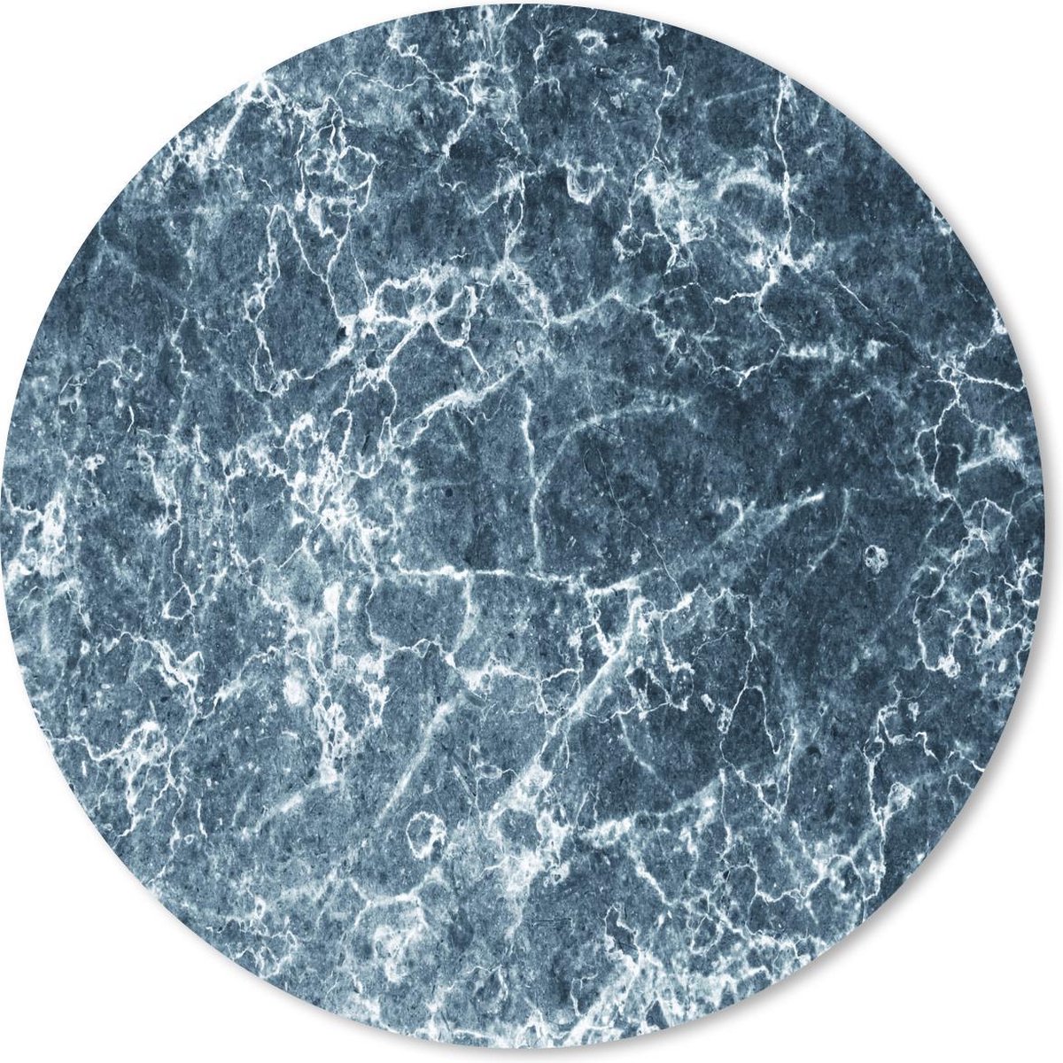 Muismat rond 40x40 cm - Mousepad Marmer - Blauw - Wit - Ronde muismatten