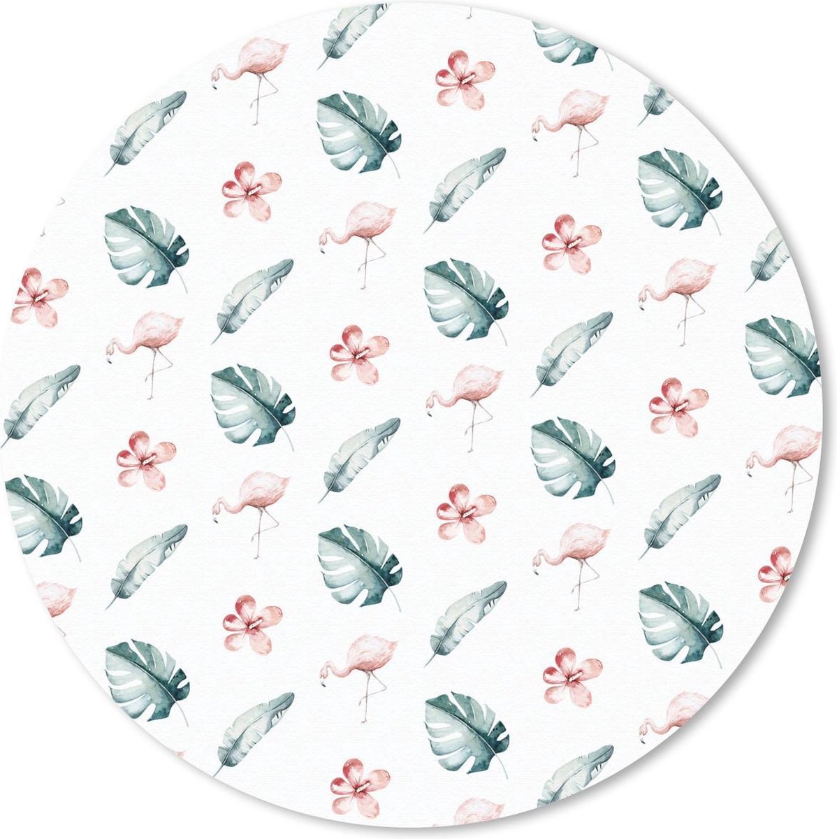 Muismat rond 40x40 cm - Mousepad Flamingo - Patroon - Bladeren - Ronde muismatten