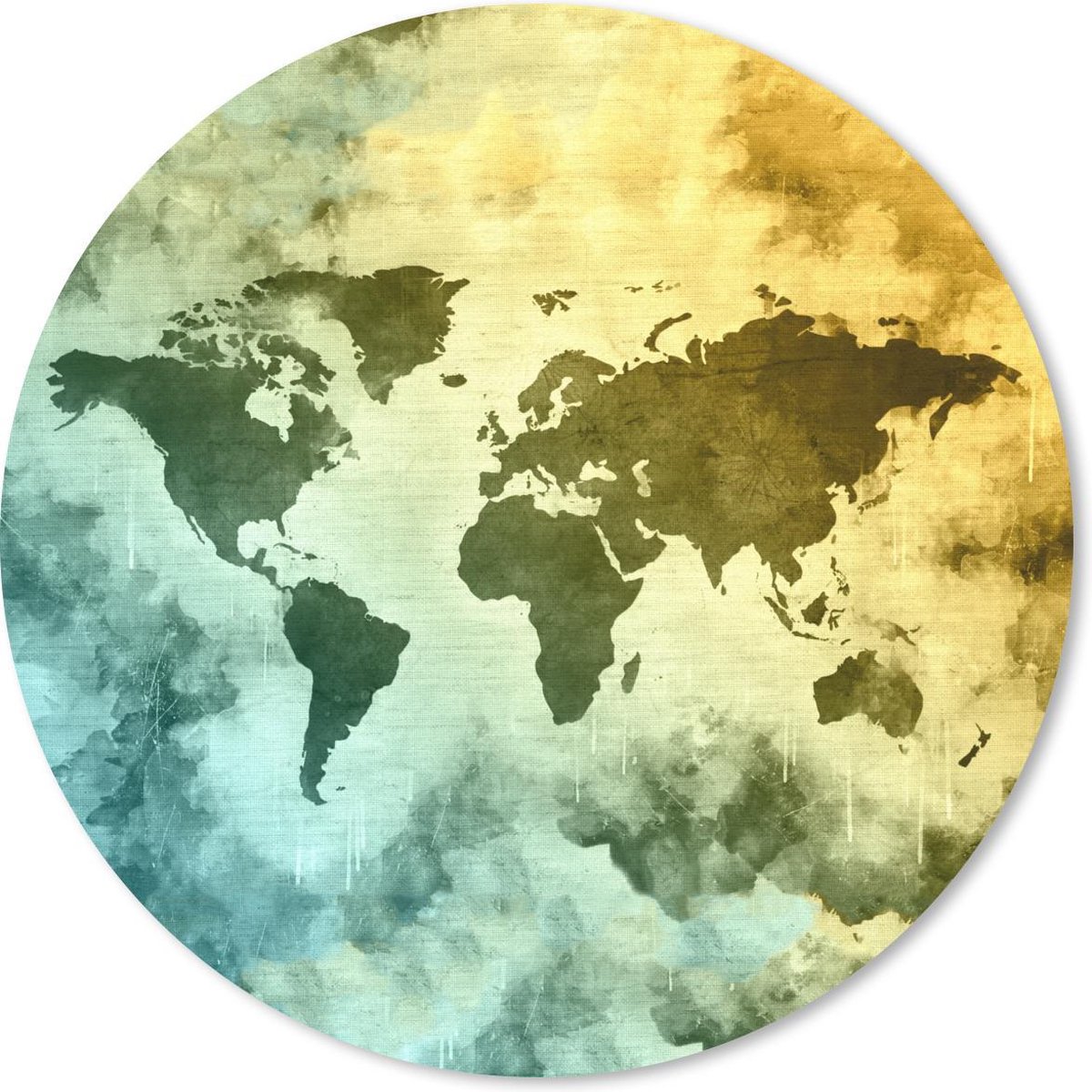Muismat rond 50x50 cm - Mousepad Wereldkaart - Rook - Kleuren - Ronde muismatten