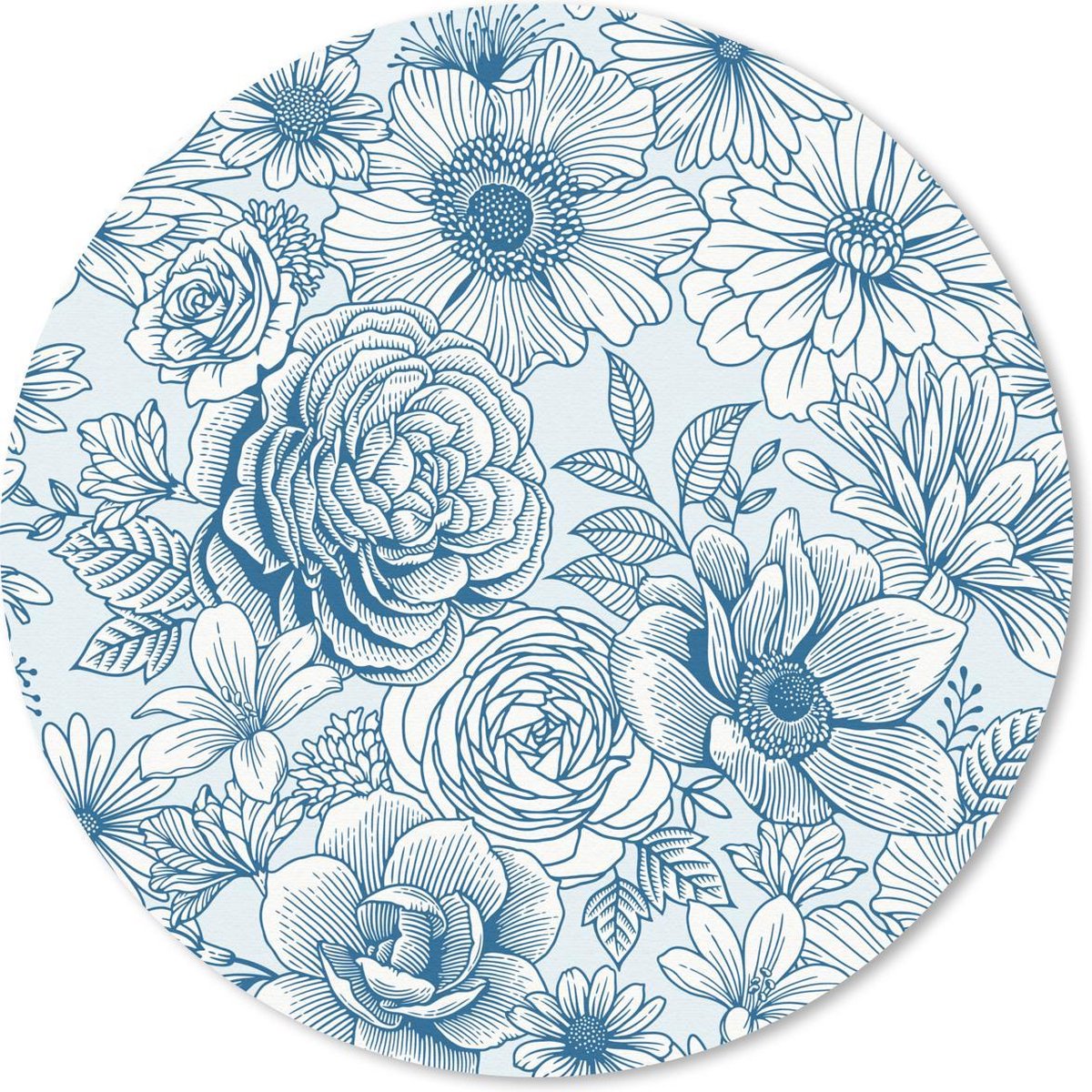 Muismat rond 40x40 cm - Mousepad Rozen - Retro - Patronen - Ronde muismatten
