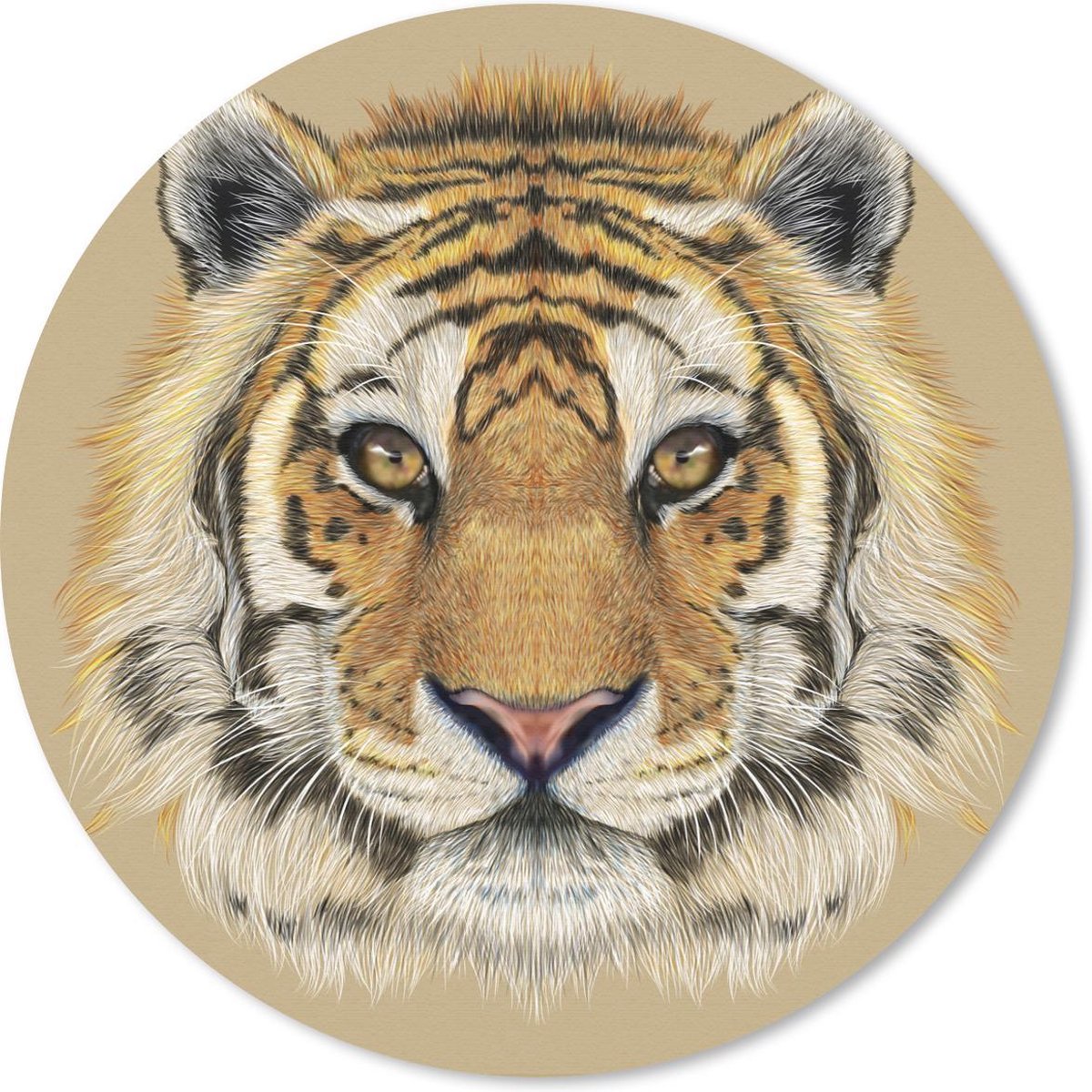 Muismat rond 40x40 cm - Mousepad Tijger - Welp - Dieren - Ronde muismatten