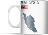 Mok - een grijze kaart van Maleisië - 350 ml - Beker