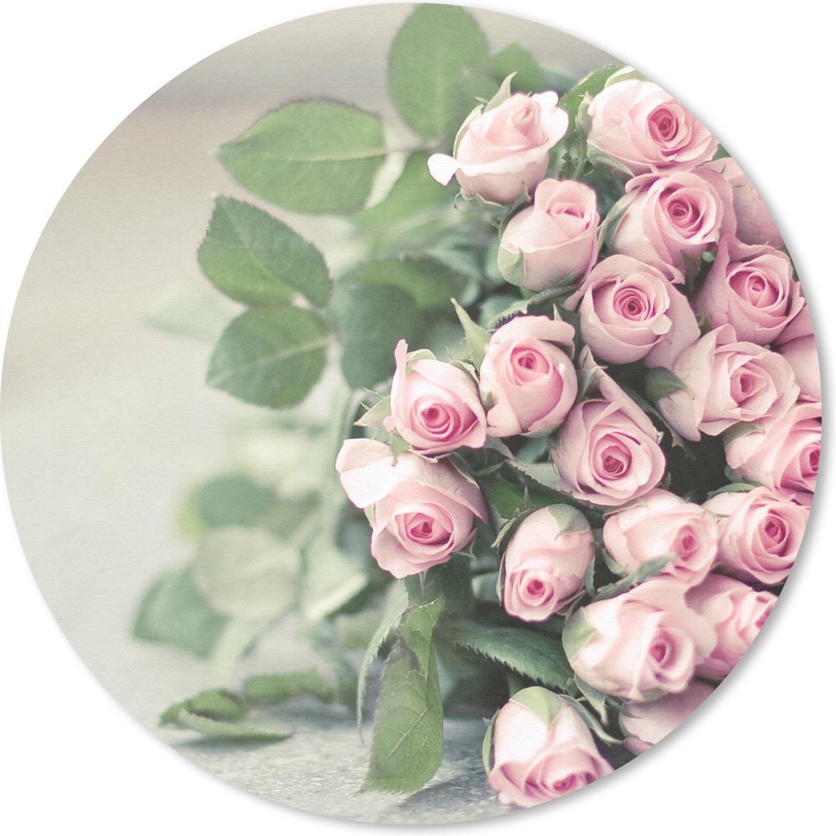 Muismat rond 40x40 cm - Mousepad Rozen - Roze - Steen - Ronde muismatten