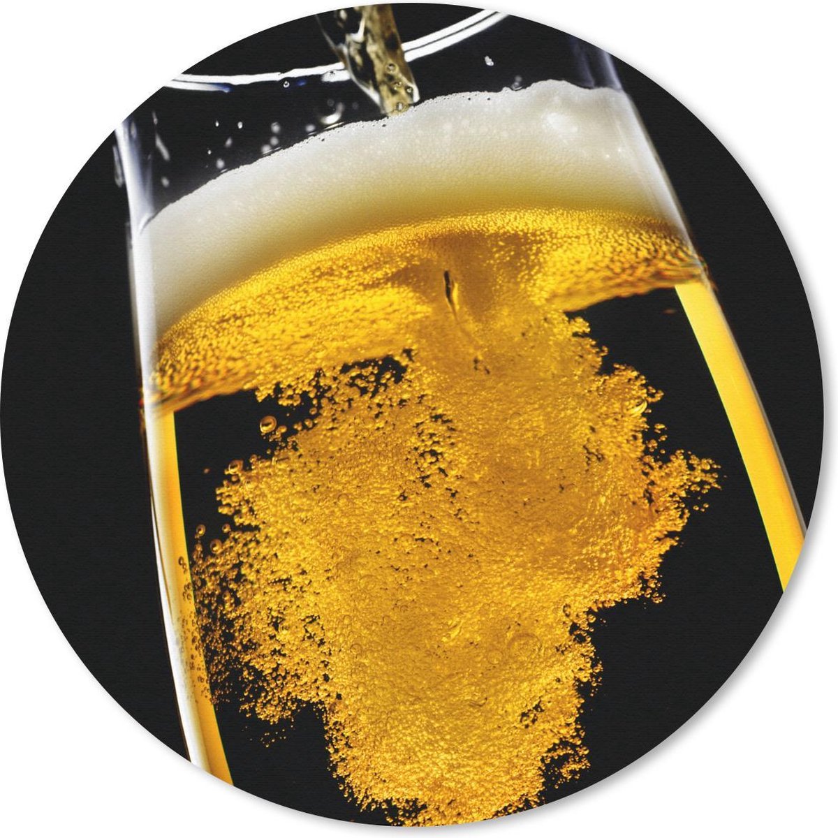Muismat rond 40x40 cm - Mousepad Bier wordt gegoten in een bier glas - Ronde muismatten