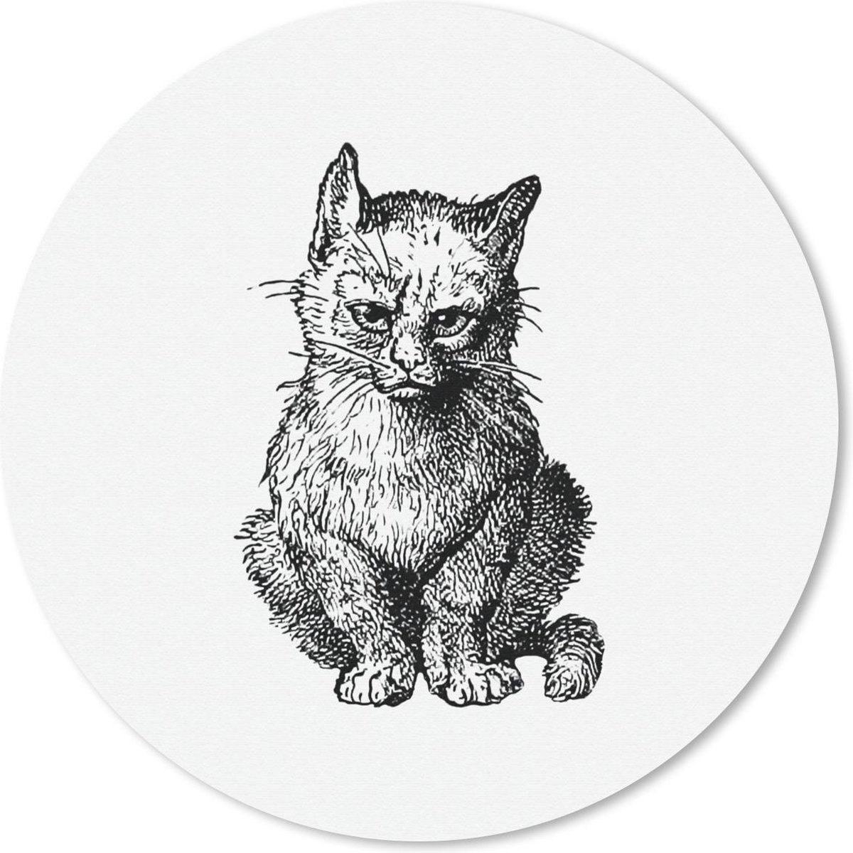 Muismat rond 50x50 cm - Mousepad Retro - Kat - Dieren - Ronde muismatten