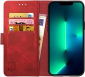 Rosso Element Book Case Wallet Hoesje Geschikt voor Apple iPhone 13 Pro Max | Portemonnee | 3 Pasjes | Magneetsluiting | Stand Functie | Rood