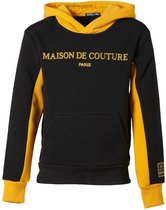 Jongens trui hoodie zwart/geel 'Maison de Couture' | Maat 128/ 8Y