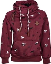 Kindertrui  aubergine paarden en hoefijzers | Maat 140/ 10Y