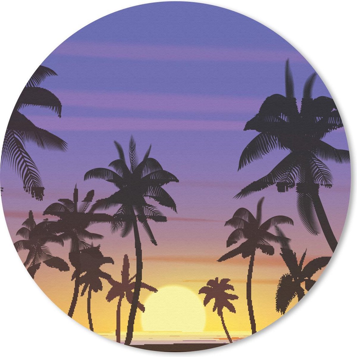 Muismat rond 50x50 cm - Mousepad Zon - Palmboom - Zee - Ronde muismatten