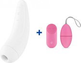 Satisfyer Curvy 2+ - Wit - Luchtdruk Vibrator + Vibrerend Ei met Afstandsbediening - Roze
