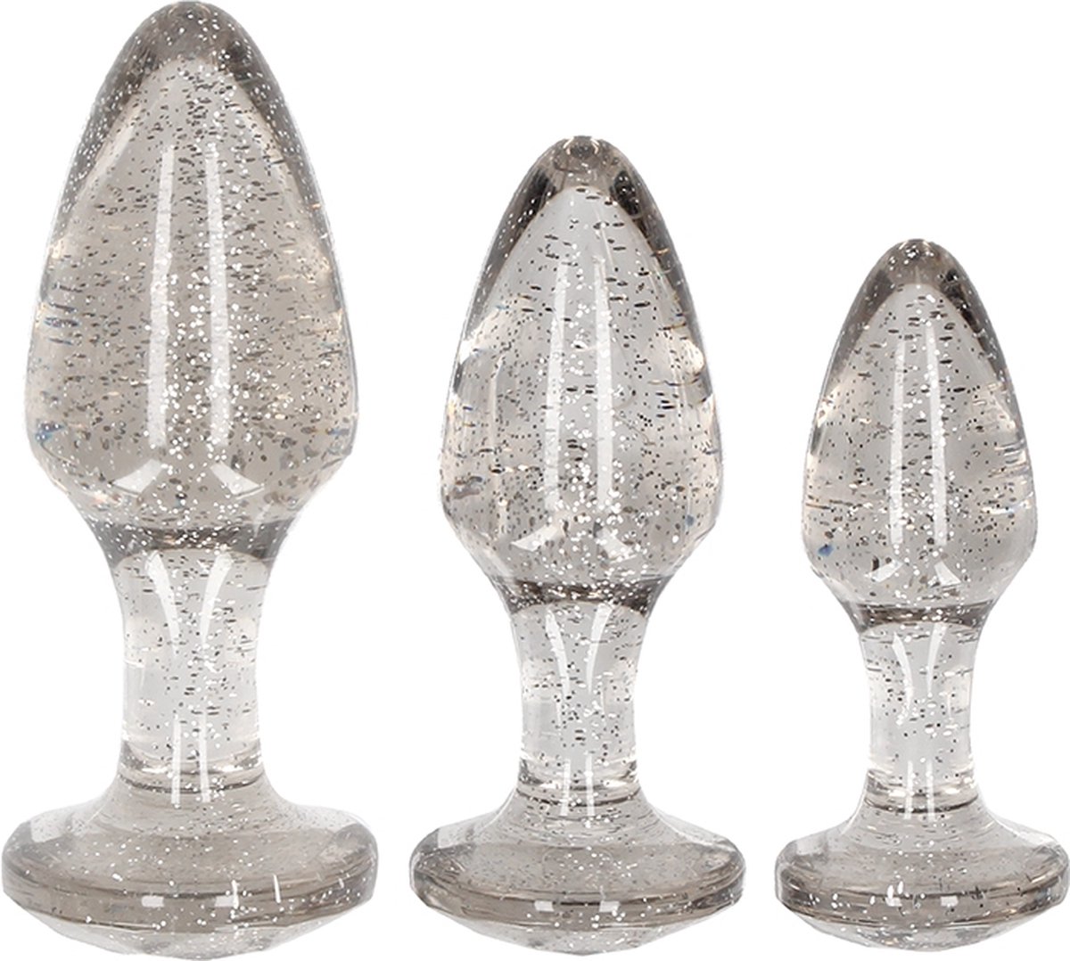 Acrylic Silverchip Butt Plug Set - Silver