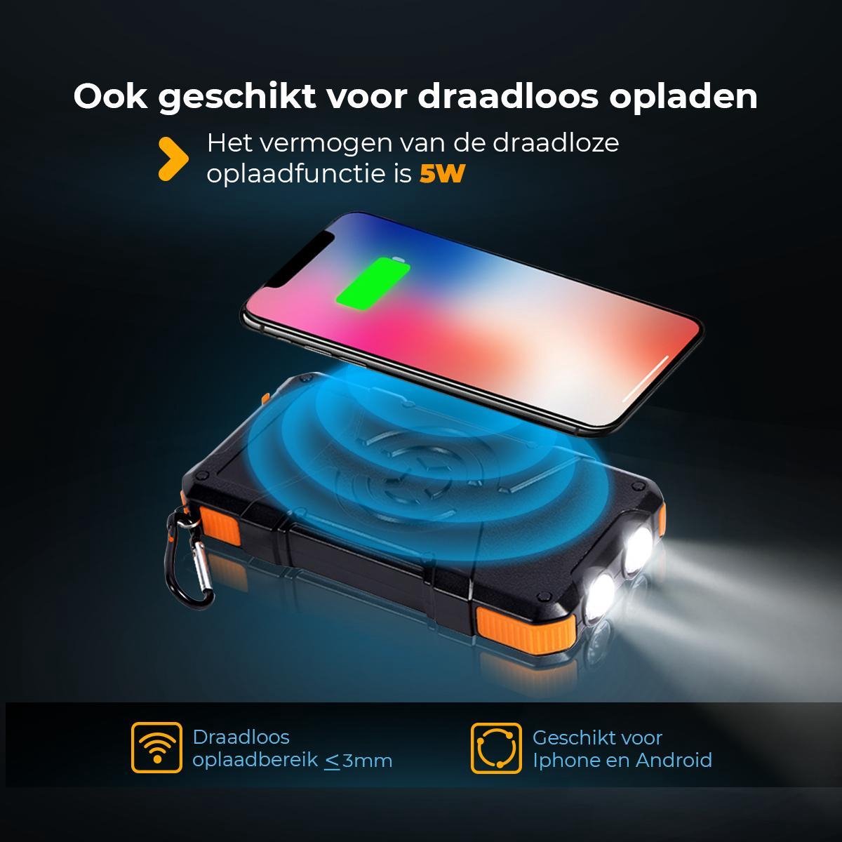 MM Brands Solar Powerbank 20000 mah - USBC/Micro USB - afbeelding 3