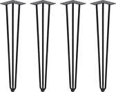 Emuca Set met vier tafelpoten Hairpin met 3 stangen, hoogte 710 mm, zwartgelakt