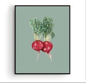 Poster Rode Bieten Groen Groente / Fruit Poster Handgetekend - Keuken - Muurdecoratie - 80x60cm - PosterCity