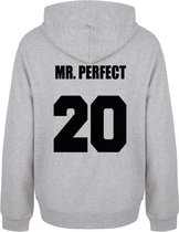 MR & MRS PERFECT couple hoodies grijs (MR - maat M) | Gepersonaliseerd met datum | Matching hoodies | Koppel hoodies