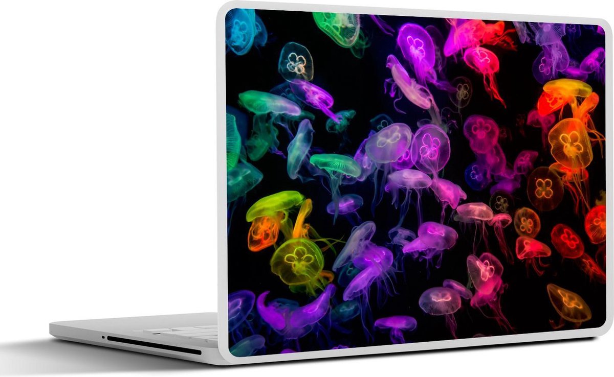 Laptop sticker - 11.6 inch - Kwallen - Regenboog - Zwart - 30x21cm - Laptopstickers - Laptop skin - Cover