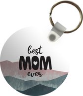 Sleutelhanger rond - Best mom ever - Plastic sleutelhangers - Uitdeelcadeautjes - Cadeautje mama - Keychain moeder
