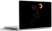 Laptop sticker - 13.3 inch - Vrouw - Maan - Goud - Line art - 31x22,5cm - Laptopstickers - Laptop skin - Cover