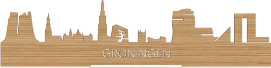 Standing Skyline Groningen Bamboe hout - 40 cm - Woon decoratie om neer te zetten en om op te hangen - Meer steden beschikbaar - Cadeau voor hem - Cadeau voor haar - Jubileum - Verjaardag - Housewarming - Aandenken aan stad - WoodWideCities