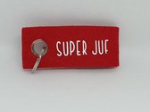 Merkloos Sleutelhanger - Super juf - Vilt - Rood