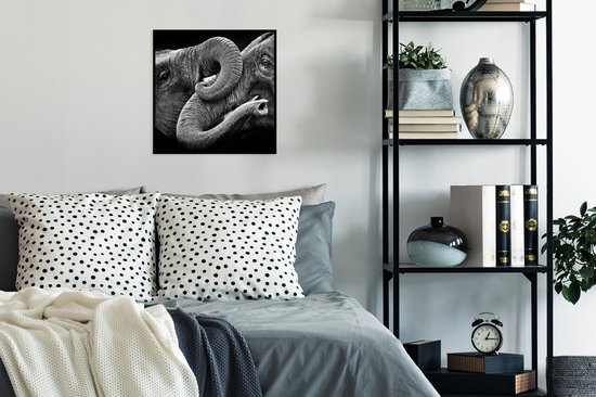 Cadre photo avec affiche - Éléphant - Animaux - Zwart - Wit - 40x40 cm - Cadre pour affiche