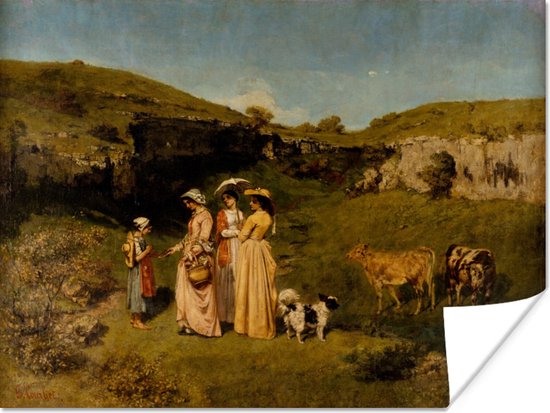 Poster Young Ladies of the Village - Schilderij van Gustave Courbet - 40x30 cm