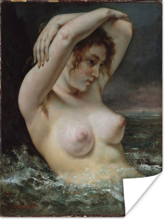 Poster The Woman in the Waves - Schilderij van Gustave Courbet - 60x80 cm