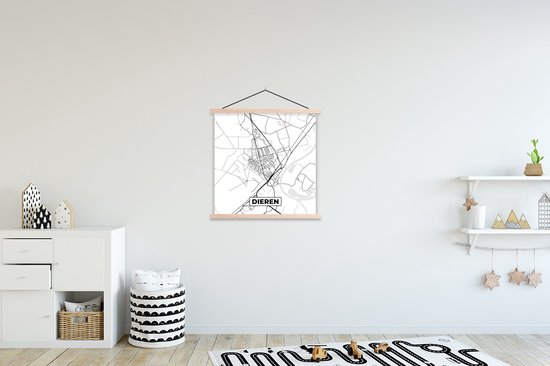 Porte-affiche avec affiche - Affiche scolaire - Animaux - Plan de la ville - Carte - Nederland - Carte - Wit - 90x90 cm - Lattes blanches