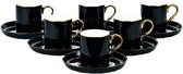 Luxe Espresso Glazen - 12-delig - Zwart/Goud - Turkse Koffieglazen - Turk Kahve Fincanı
