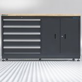 Datona® Werkbank met laden 160 cm - Matzwart