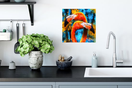 Tableau poster - Peinture à l'huile - Flamingo - 30x30 cm