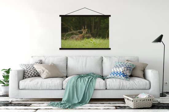 Affiche textielposter cerf pâturage lattes noires 120x80 cm