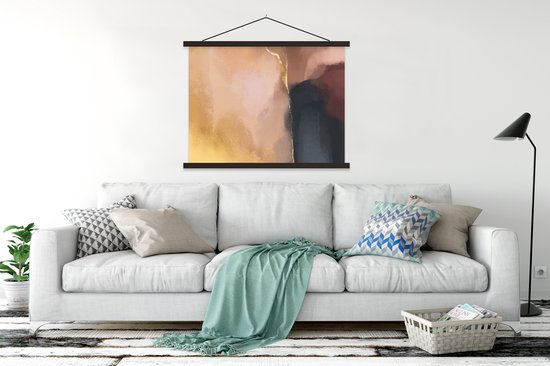 Porte-affiche avec affiche - Affiche scolaire - Abstrait - Peinture - Pastel - 150x113 cm - Lattes noires