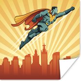 Illustration pour enfants de super-héros volant avec cape 75x75 cm
