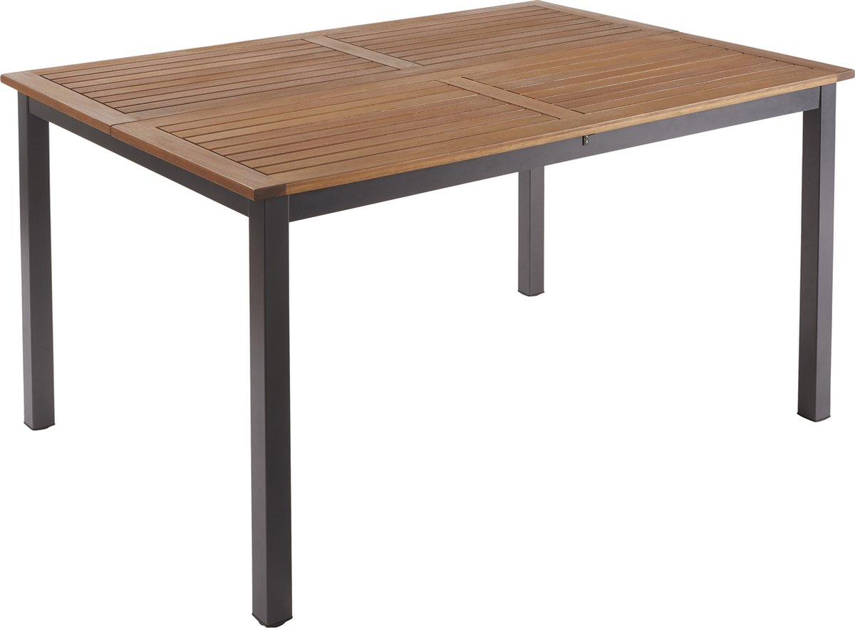 NATERIAL - tuintafel ORIS - 4 tot 8 personen - tuintafel uitschuifbaar - 102/147 x 147 x 75 cm - aluminium - eucalyptus FSC - tuineettafel - terrastafel - houten tafel - uitschuifbare tafel